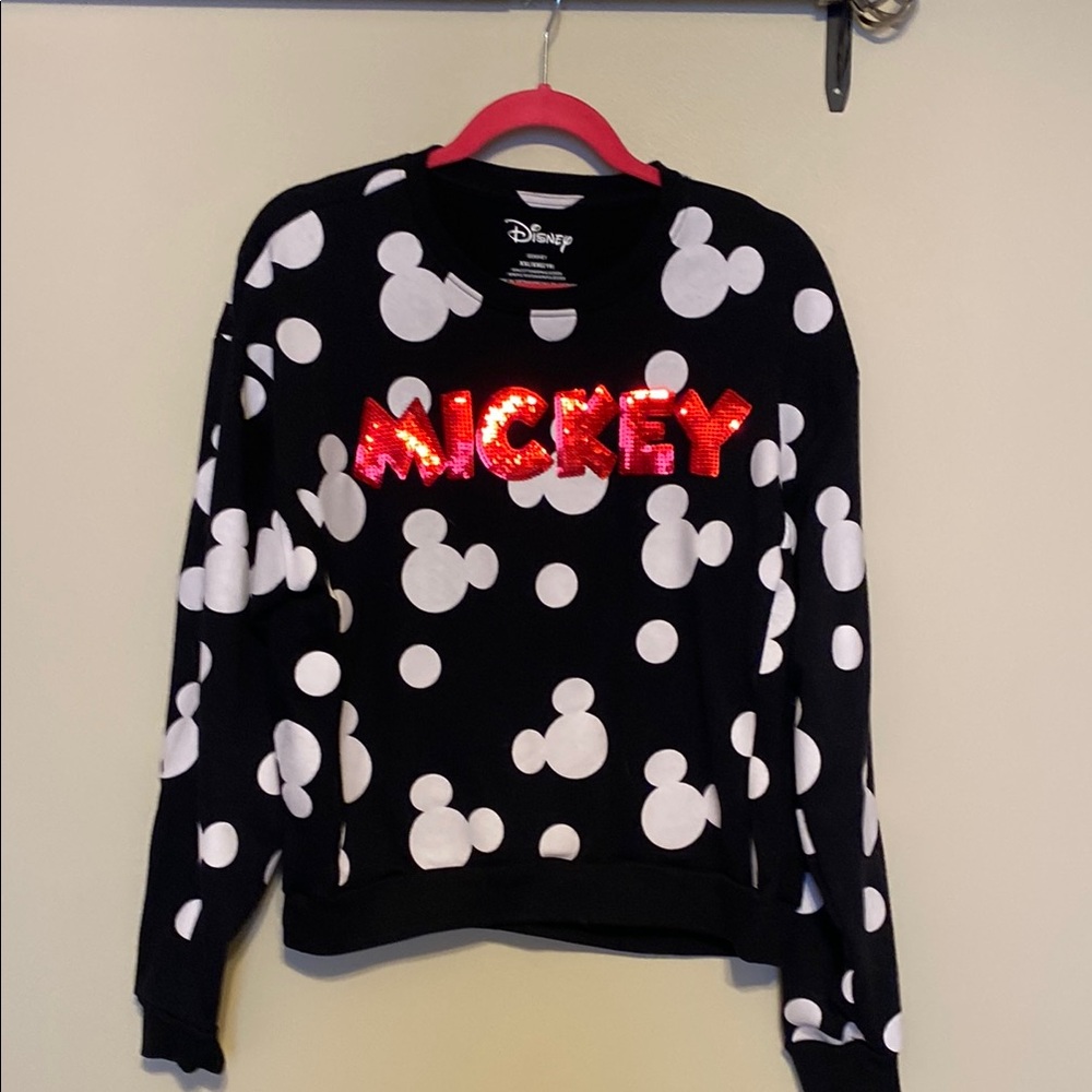 Disney Women's Black Sweater with Red Mickey Design